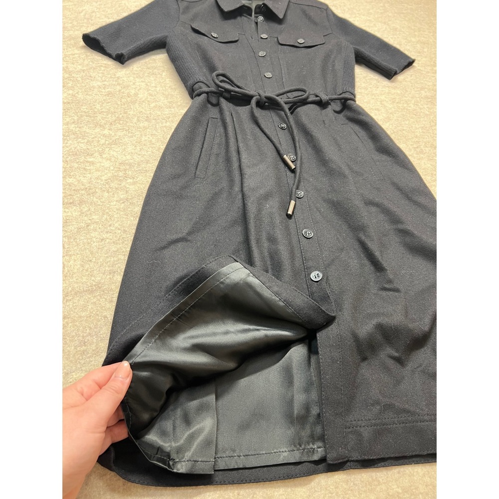 BOSS Hugo Boss Black Collared Belted Shirt Dress Short Sleeve Womens Size XS (2) - Picture 4 of 9